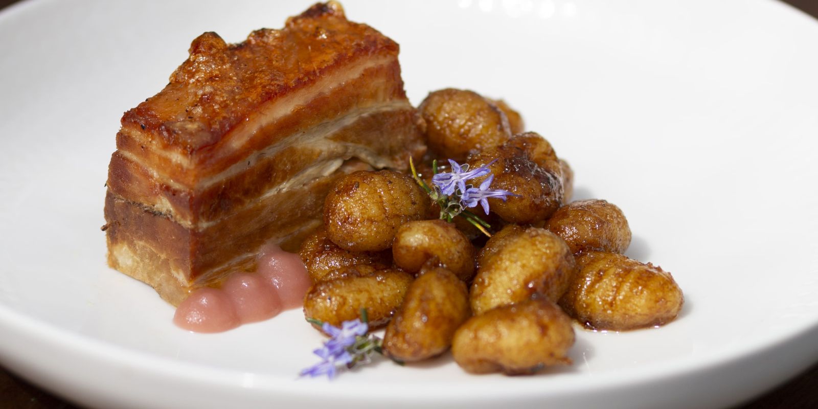 Pork belly and gnocchi