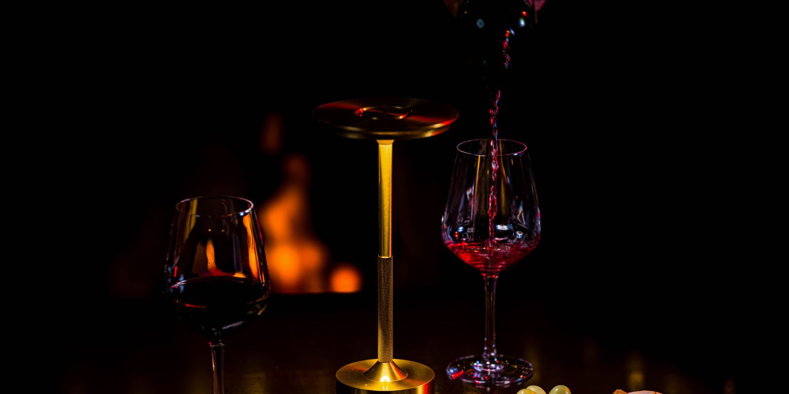 Wine and cheeseboard by the fire at Faithlegg