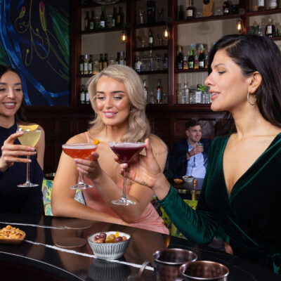 3 girls drinking cocktails in Bar 1783 Faithlegg